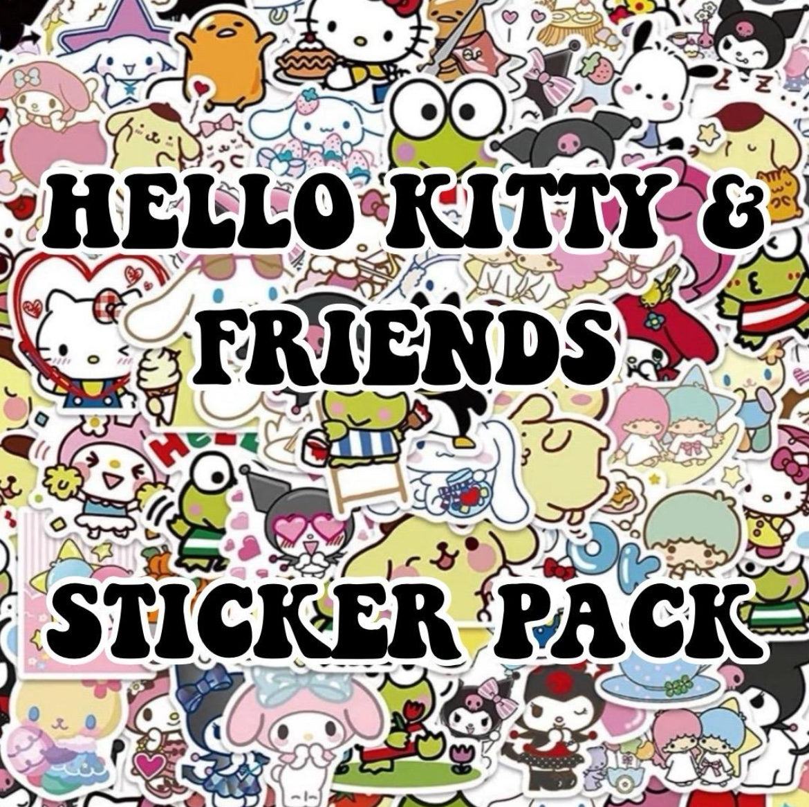 Kitty and Friends Water Resistant Vinyl Sticker 6pk