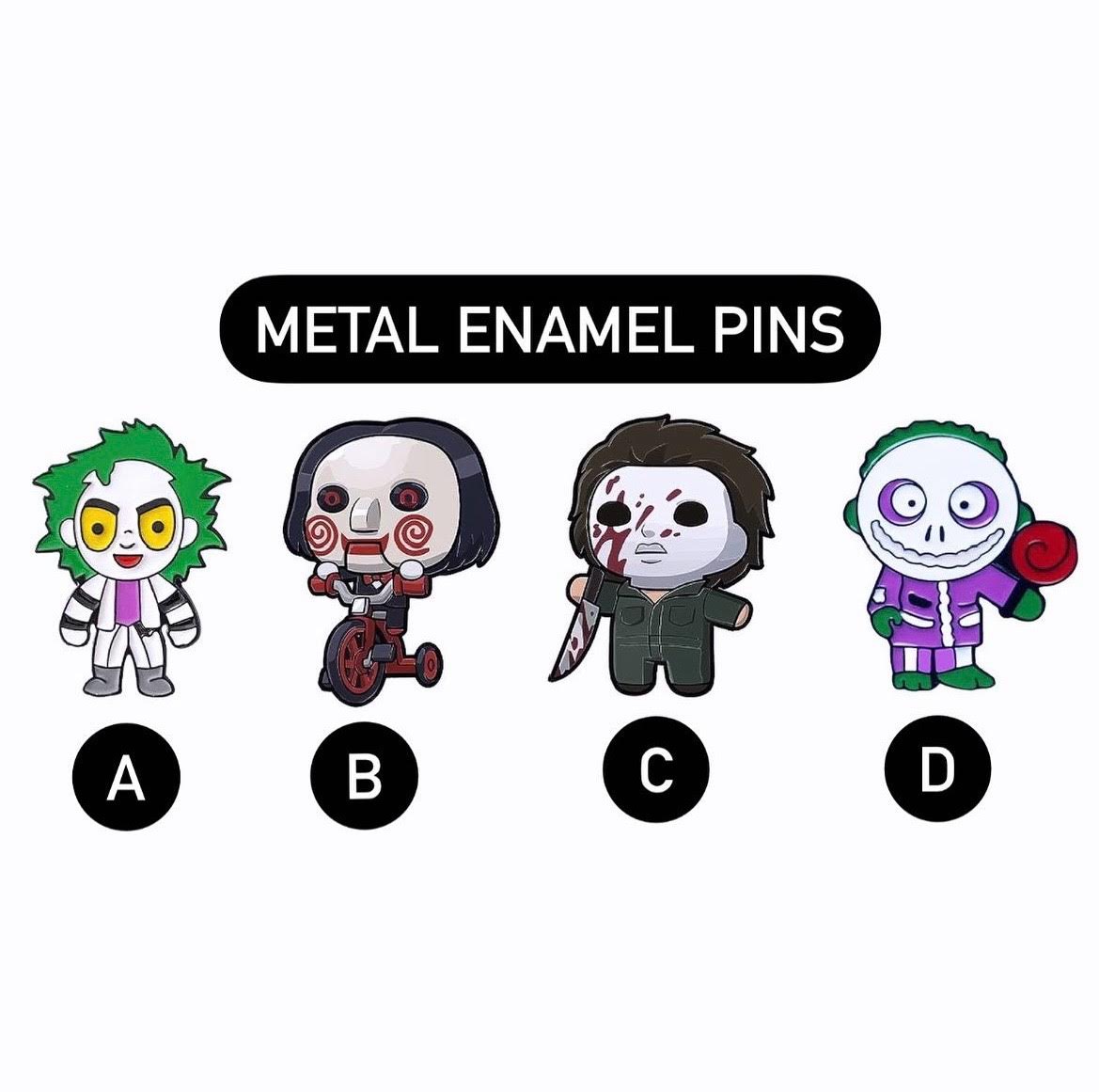 Halloween Character Large Metal Enamel Pins