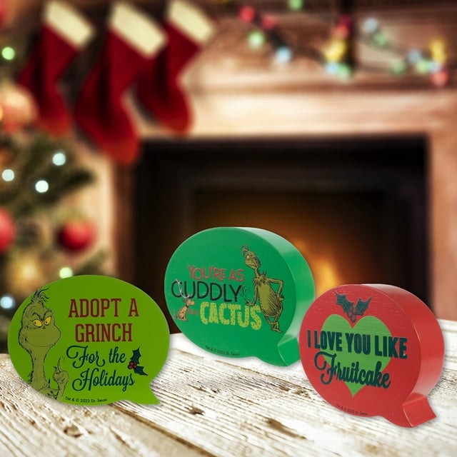 Dr. Seuss the Grinch Who Stole Christmas 3 PC Conversation Bubble Wood Decor Set