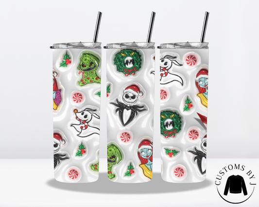 Nightmare Before Christmas Holiday 3D Style 20oz Stainless Steel Tumbler