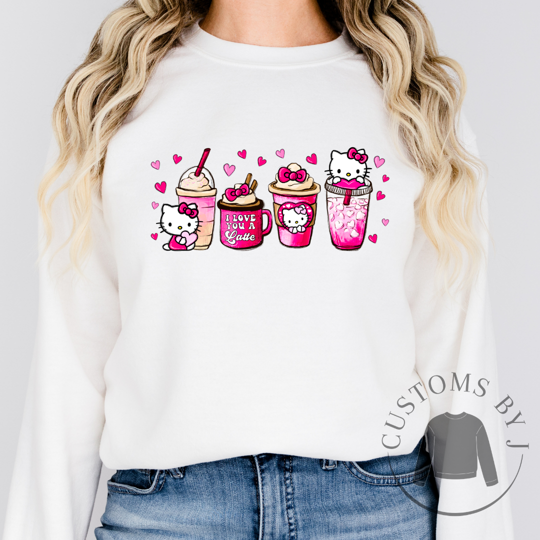 Hello Kitty Pink Heart Coffee Unisex Sweatshirt