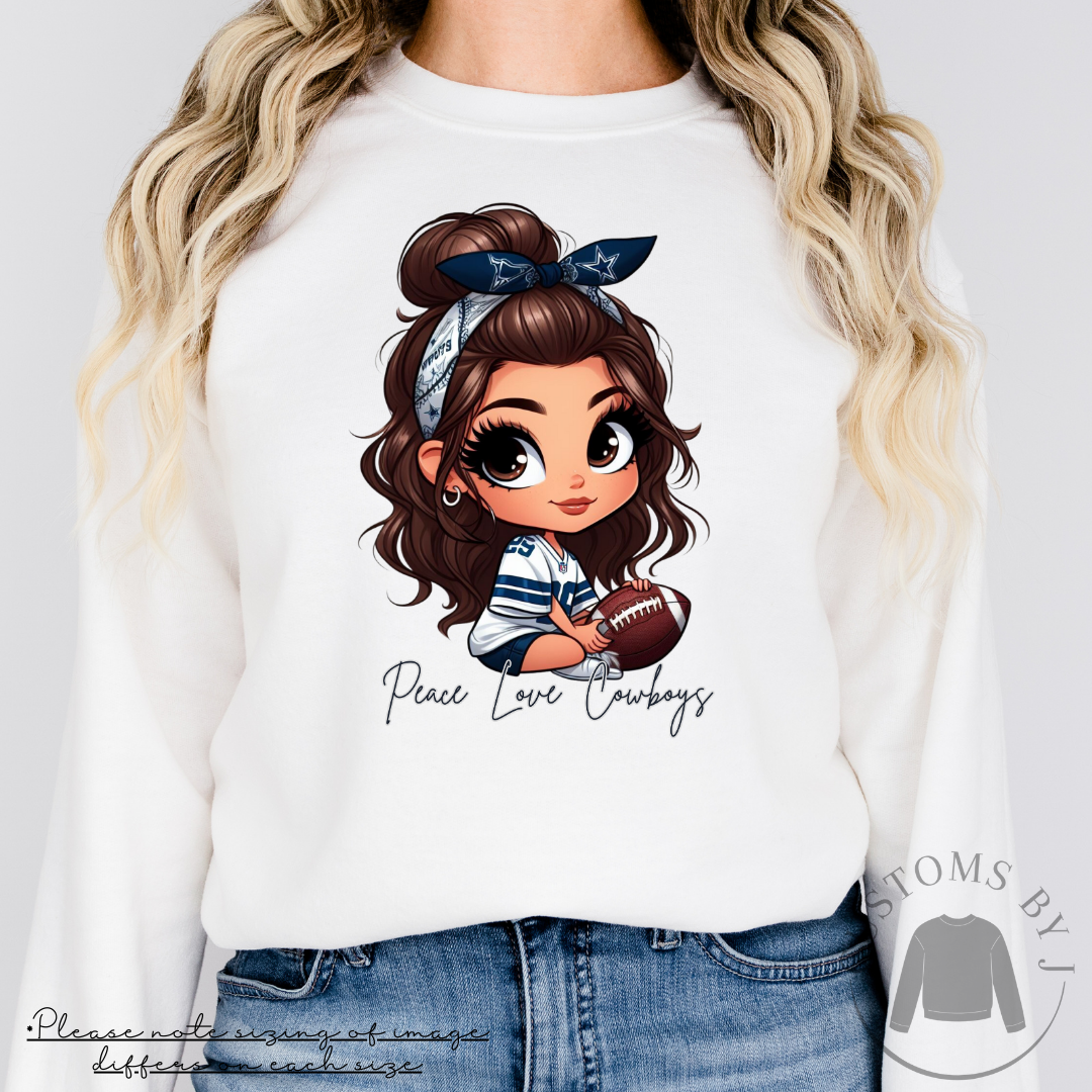 Peace Love Cowboys Football Girl Cute Unisex Sweatshirt