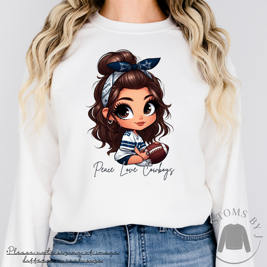 Peace Love Cowboys Football Girl Cute Unisex Sweatshirt