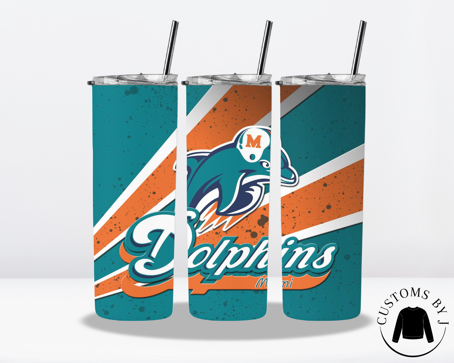 Football Dolphins 20oz Stainless Steel Tumbler