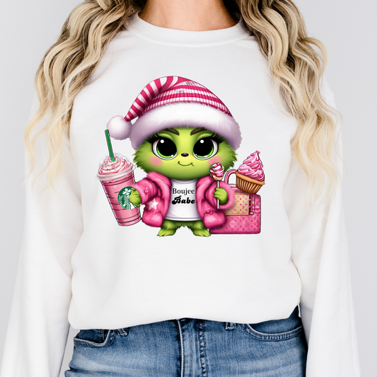 Boujee Babe Pink Baby Grinch Unisex Sweatshirt