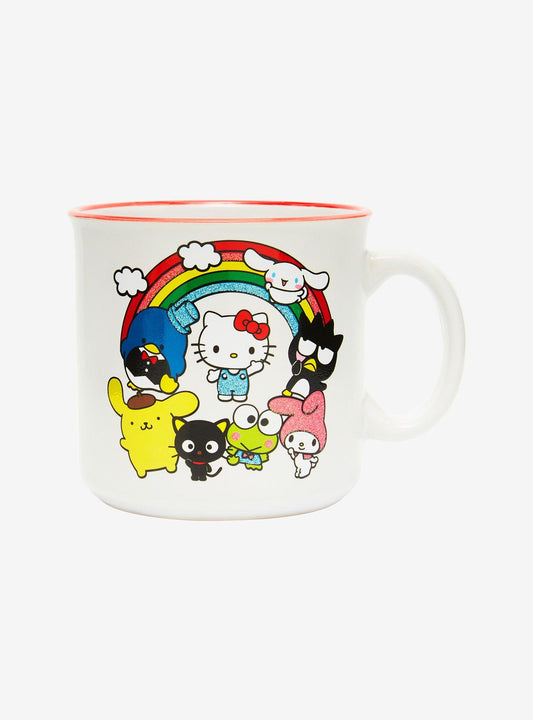 Silver Buffalo Hello Kitty & Friends Rainbow Glitter Camper Mug 20oz