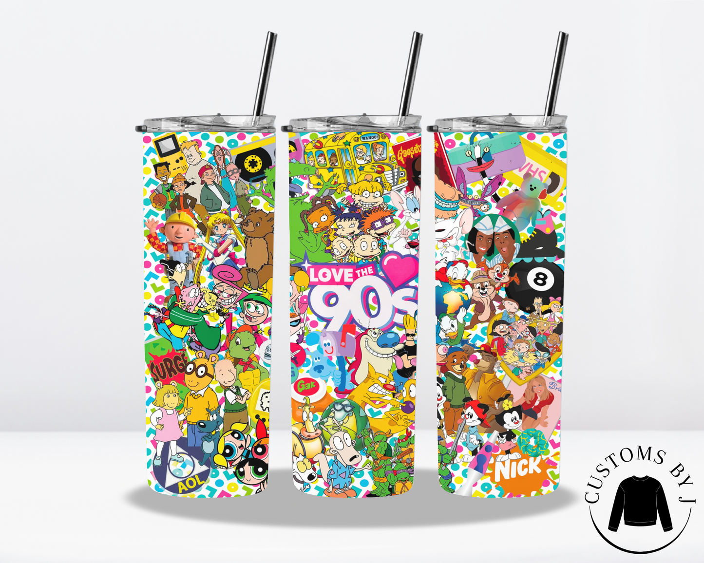 Love The 90's Cartoon 20oz Stainless Steel Tumbler