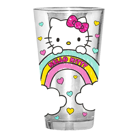 Silver Buffalo Hello Kitty 16oz Pint Glass with Glitter