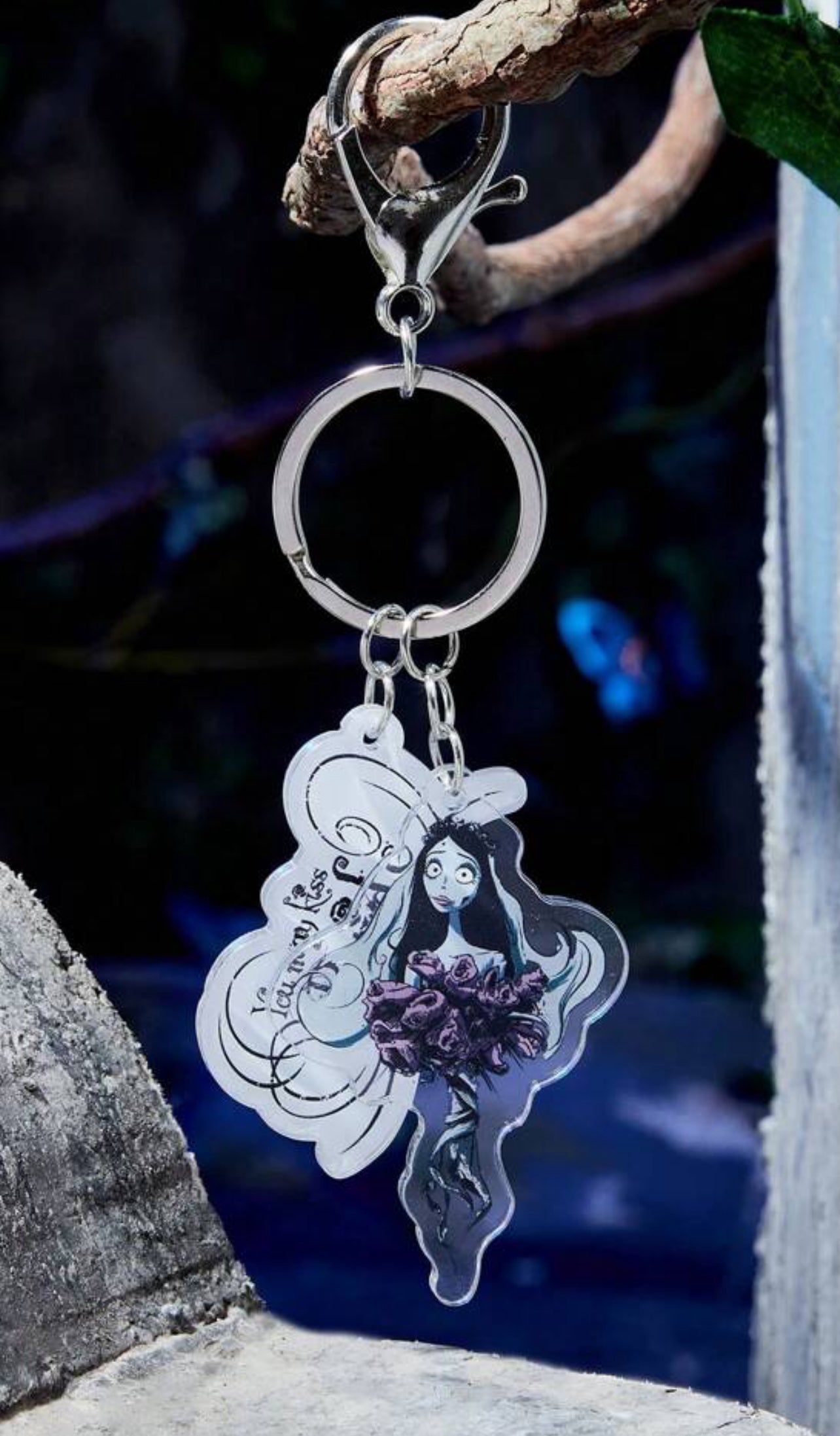 Emily the Corpse Bride Emily Black, White & Lilac Floral Acrylic 5.5” –  Showstopping Stylist