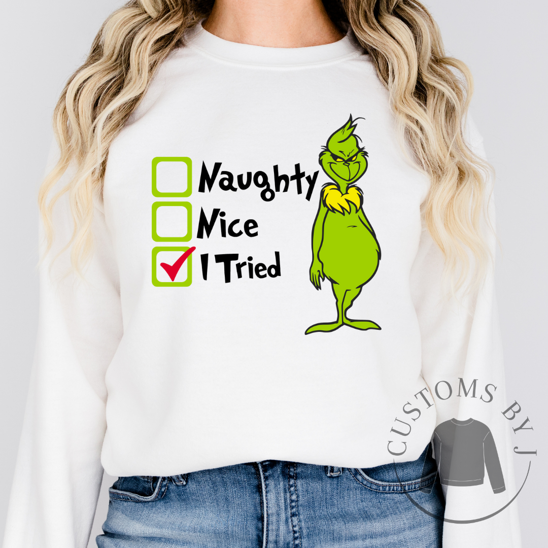 The Grinch Christmas Naughty Nice Checklist Funny Holiday Sweatshirt