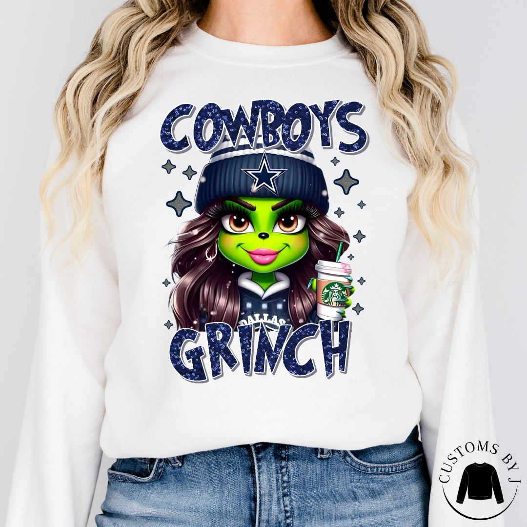 Mama Football Dallas Cowboys Boujee Grinch Unisex Sweatshirt