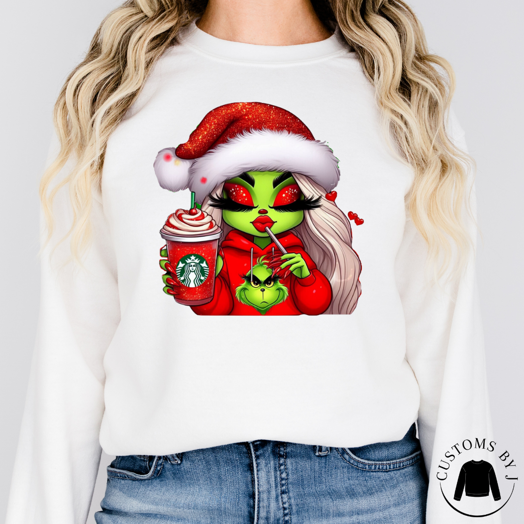 Mama Fashion Boujee Grinch Ruby Red Unisex Sweatshirt