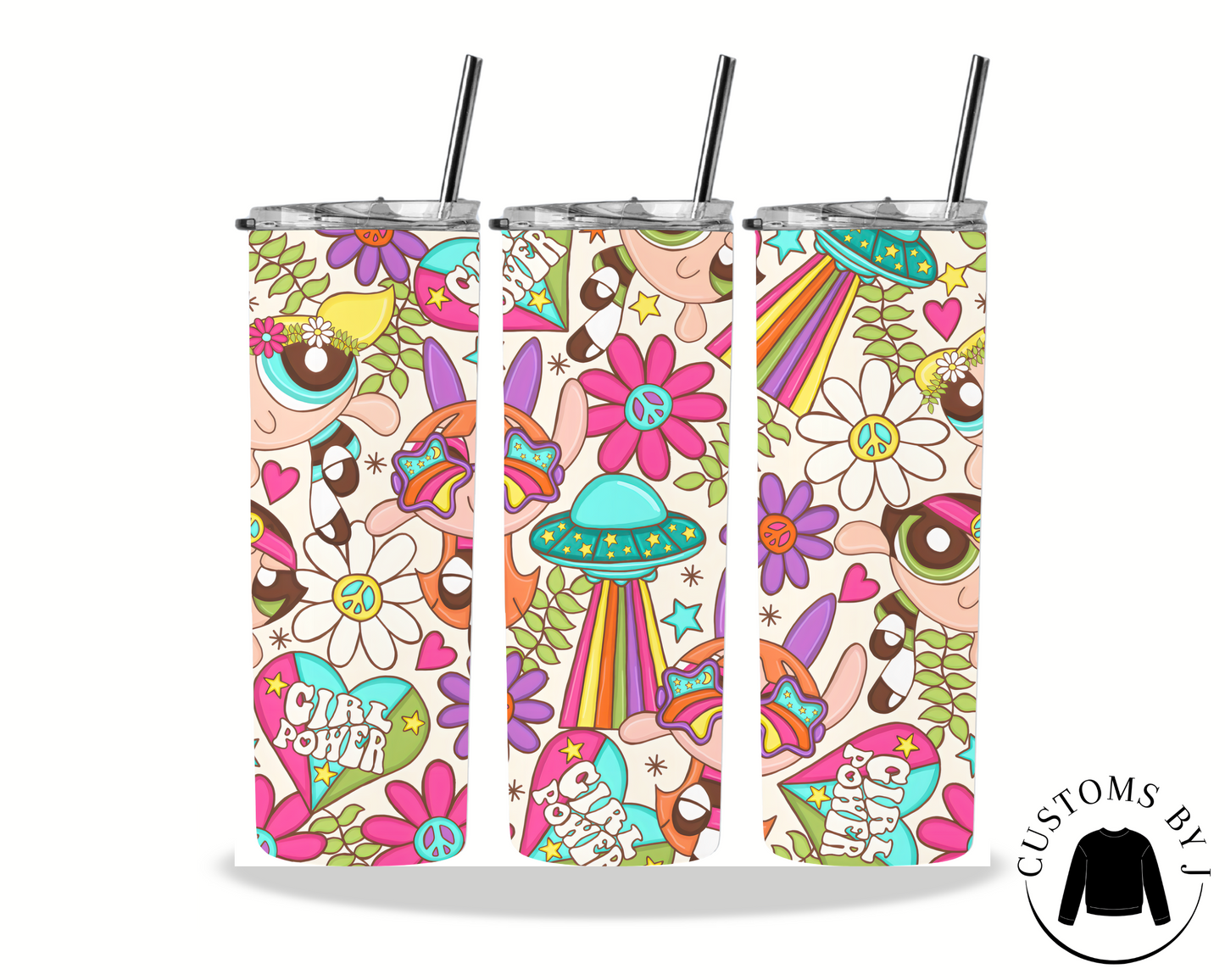 Retro Powerpuff Girls Style 20oz Stainless Steel Tumbler