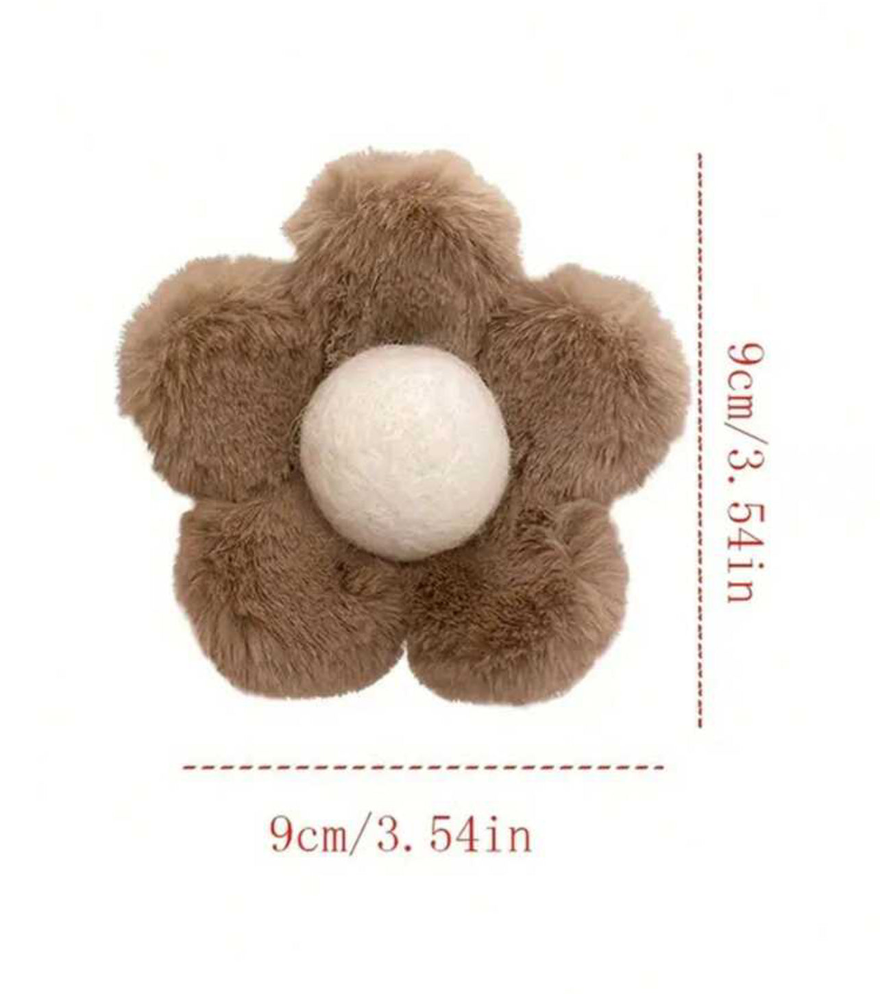 Plush Flower Power Hair Clip / Claw : Pink , Light Brown & Brown