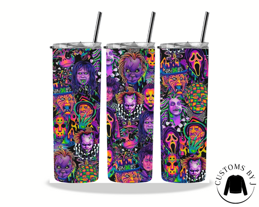 Neon Horror Character Squad 20oz Stainless Steel Tumbler