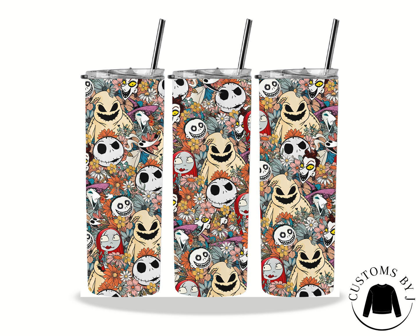 Floral Nightmare Before Christmas 20oz Stainless Steel Tumbler