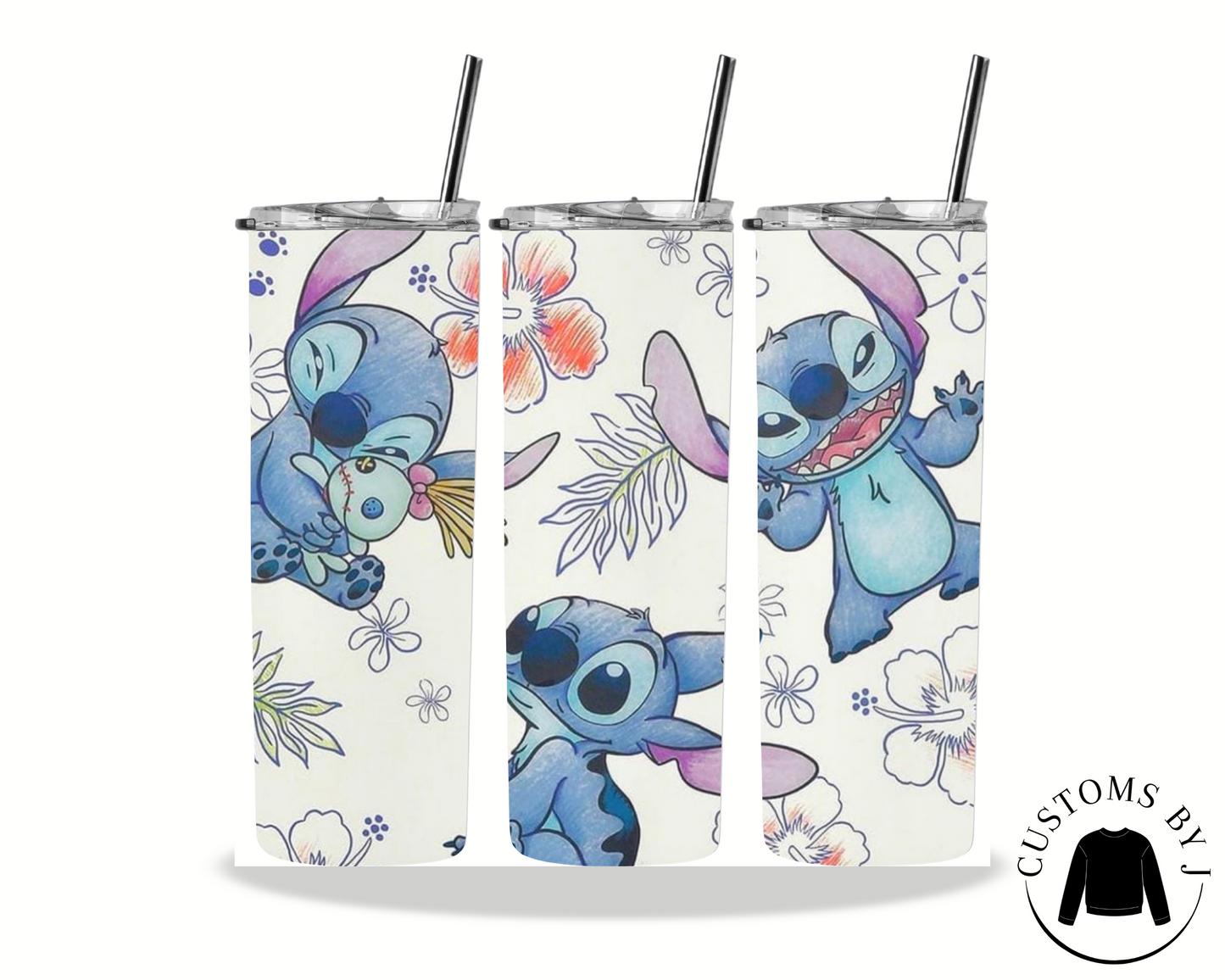 The Blue Alien Stitch Drawing 20oz Stainless Steel Tumbler