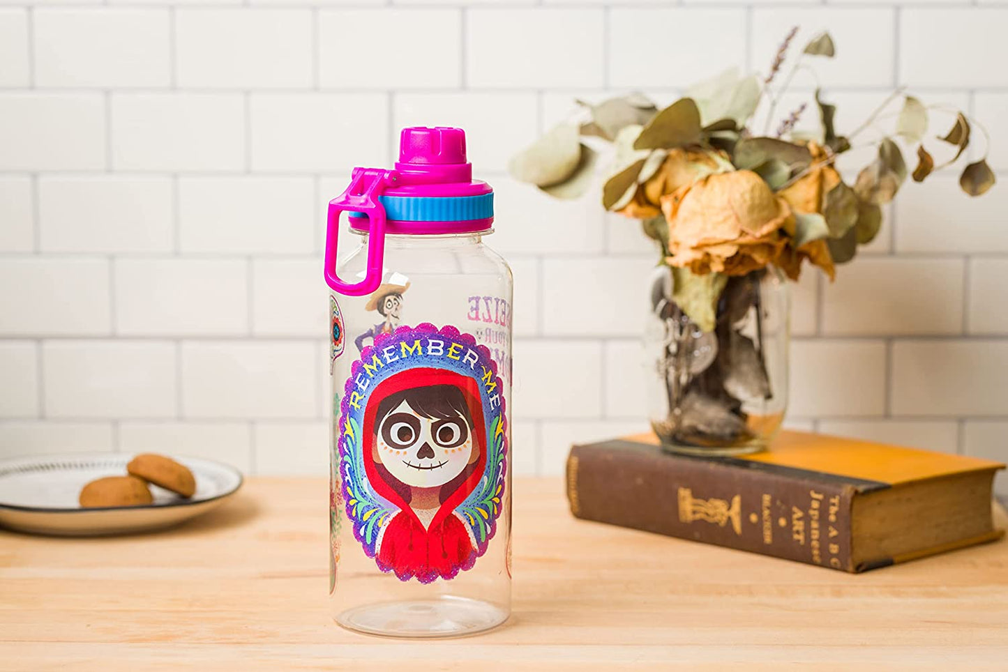 Silver Buffalo Coco Remember Me Twist Spout Plastic Water Bottle with Stickers