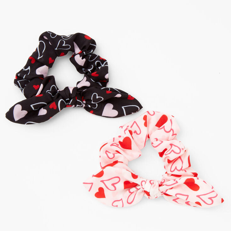 Claire's Valentine's Day Hearts Bow Scrunchie Set - 2 Pack