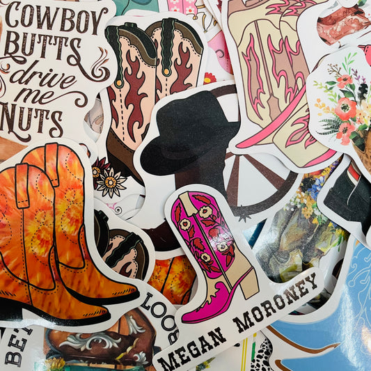 Country Boots Random Water Resistant 6ct Sticker Pack