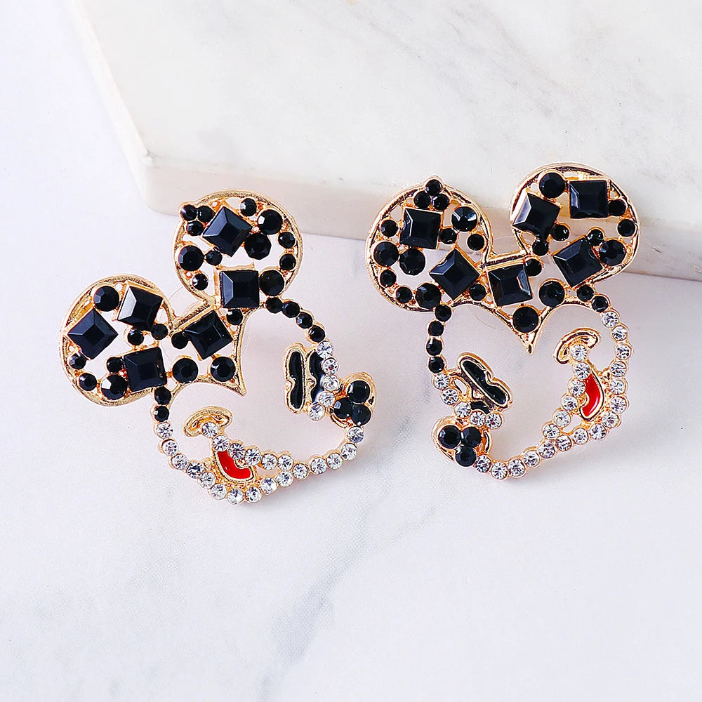 Mickey's Rhinestone Gold Earrings