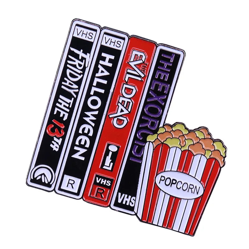 Classic Horror Movies VHS X-Large Metal Enamel Pin