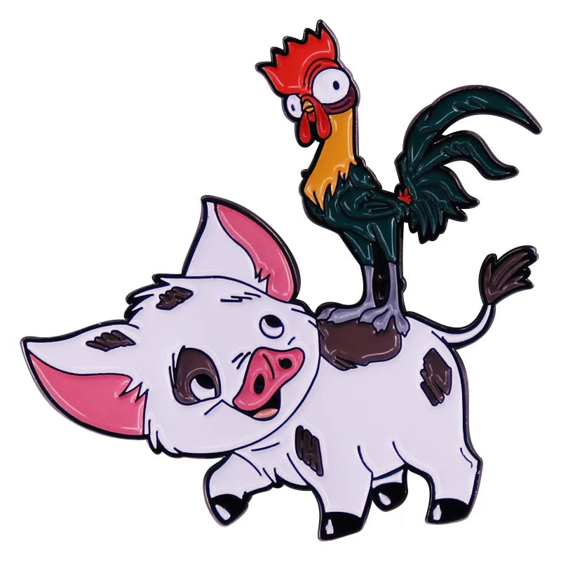 Moana 'Hei HEI The Rooster and Pua' Enamel Pin