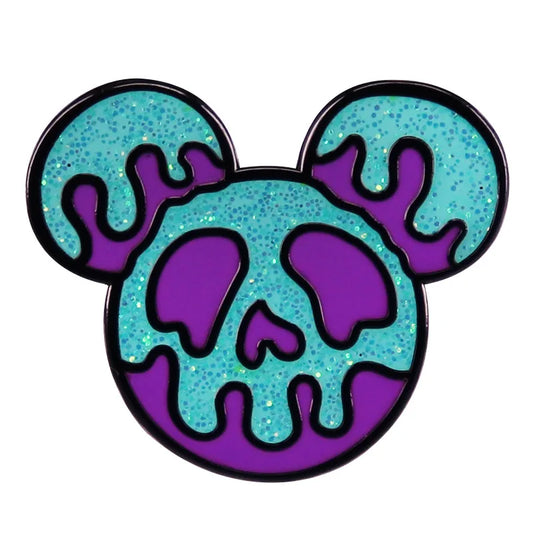 Poison Apple Glitter Mickey Head Metal Enamel Pin