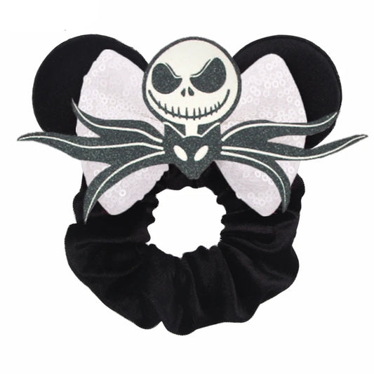 Jack Skelington Minnie Ear Velvet Hair Scrunchie