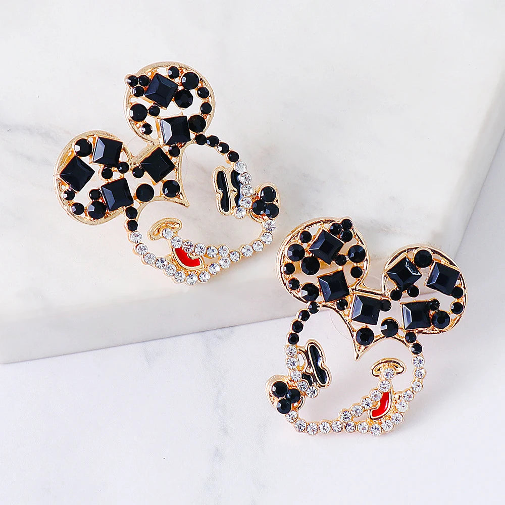 Mickey's Rhinestone Gold Earrings