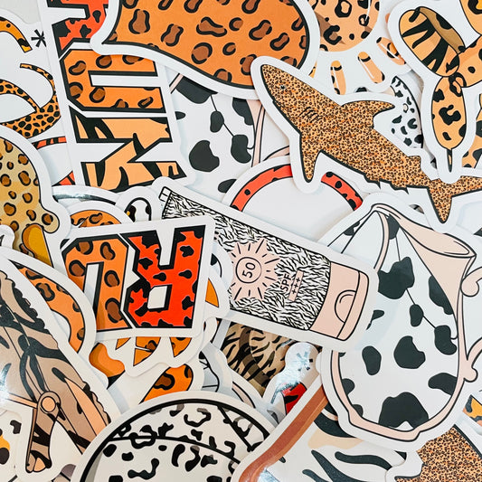 Animal Print Themed Random Water Resistant 6ct Sticker Pack