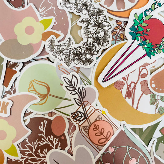 Boho Theme Random Water Resistant 6ct Sticker Pack