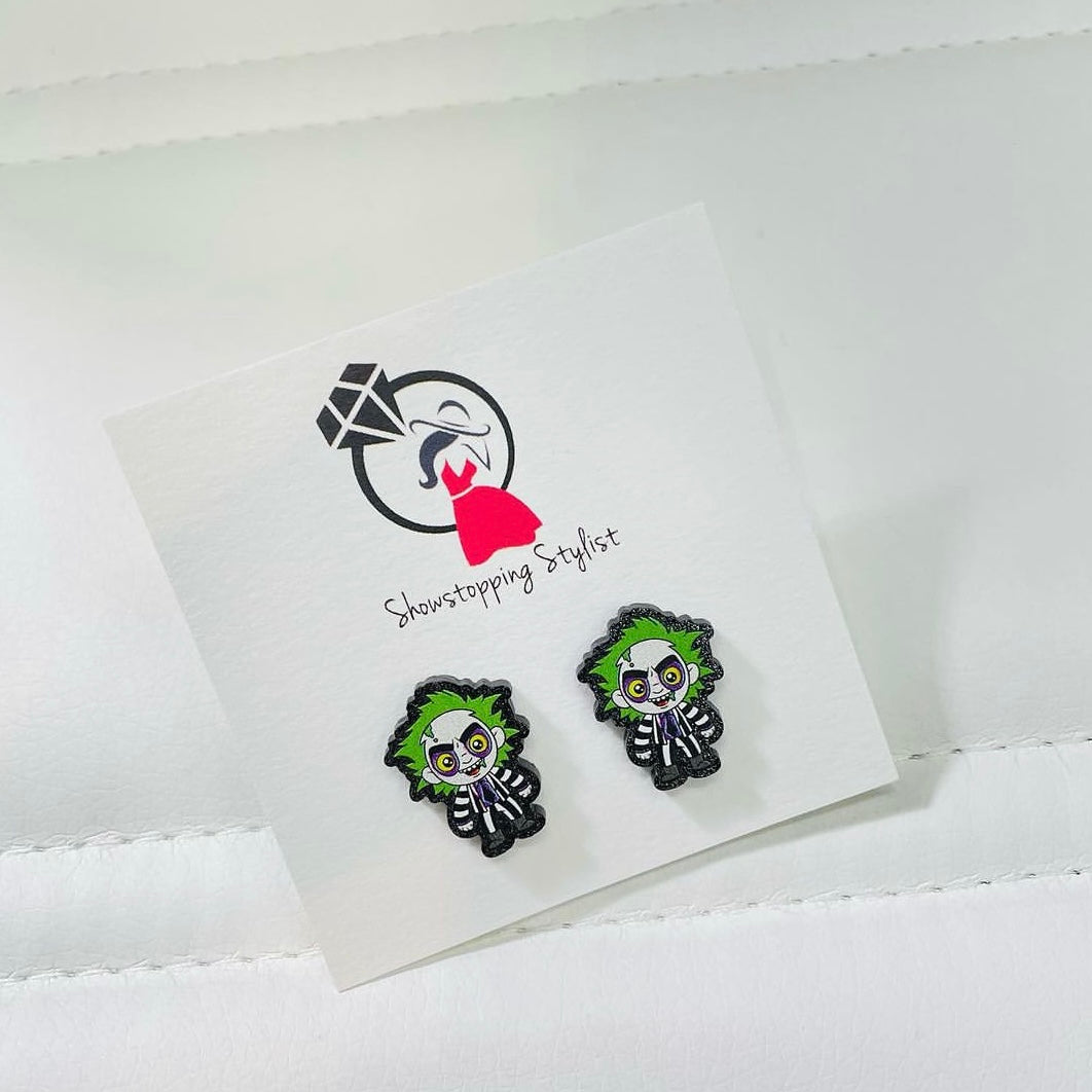 Beetlejuice Acrylic Stud Earrings