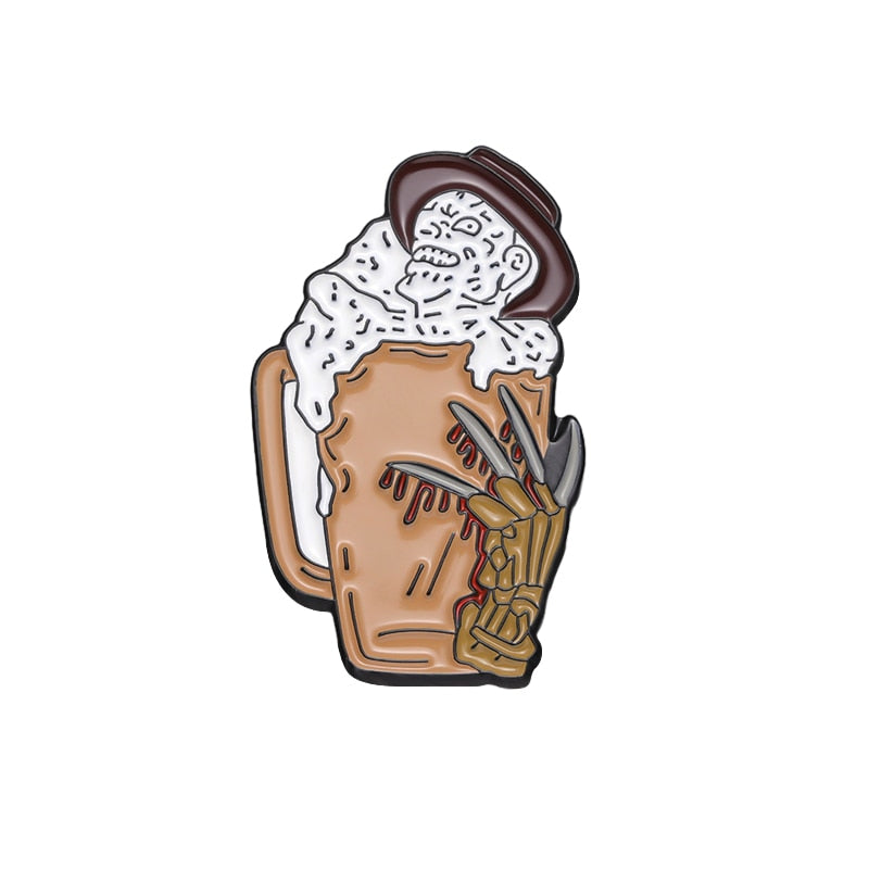 Freddy Krueger Horror Drink Enamel Pin