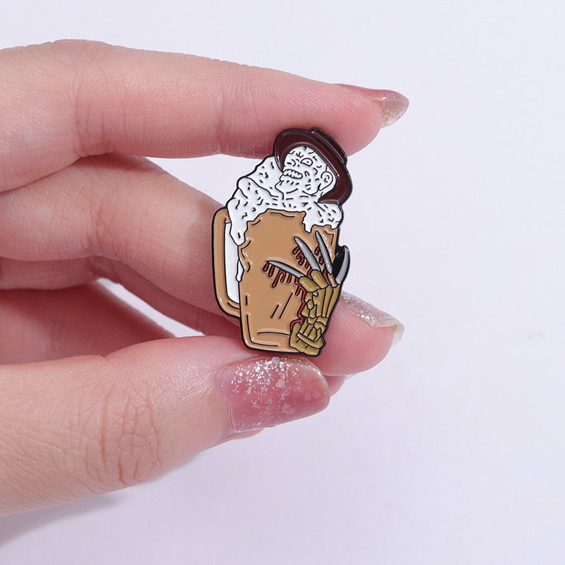 Freddy Krueger Horror Drink Enamel Pin