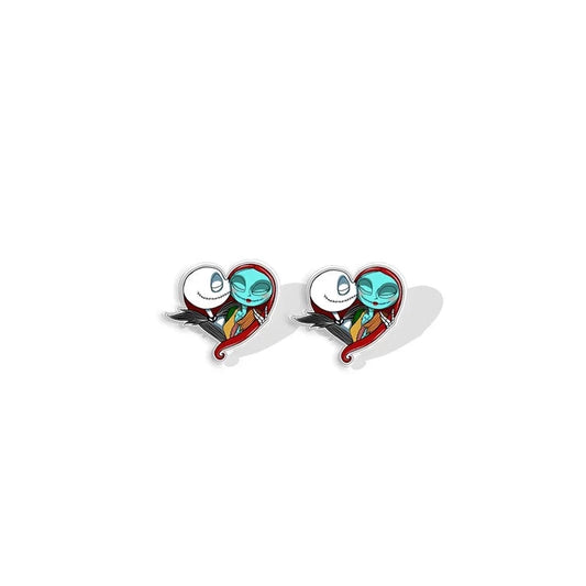 Jack & Sally Love Heart Acrylic Earrings