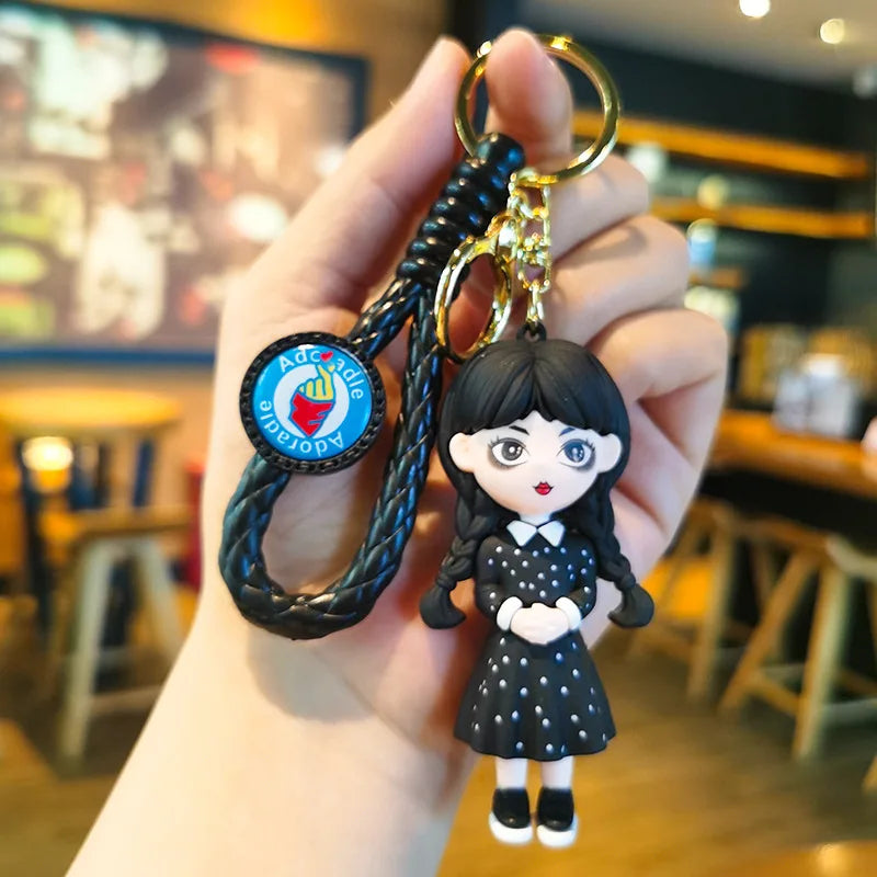 Wednesday Addams Black Dotted Outfit 3D Keychain